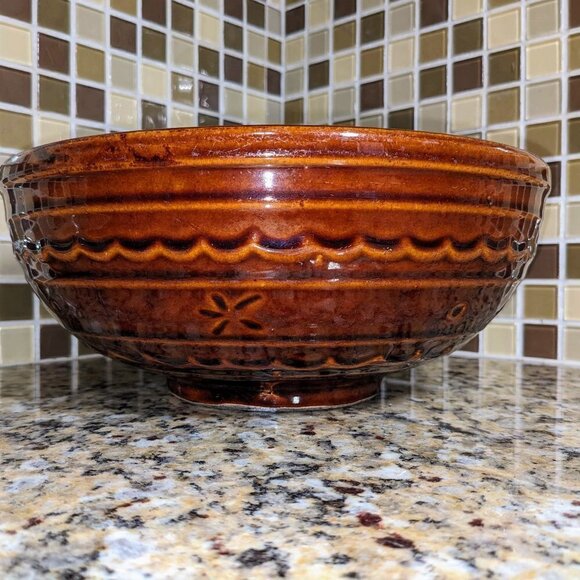 60's Marcrest Daisy Dot Ovenproof Stoneware 10" Bowl - Picture 2 of 11